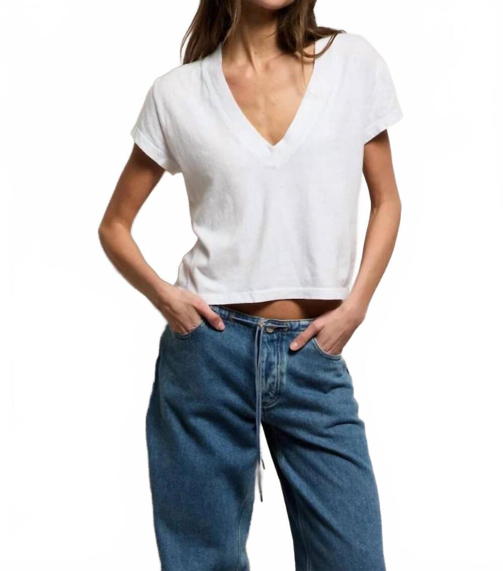 NEW PERFECTWHITETEE alanis recycled cotton v neck tee in white